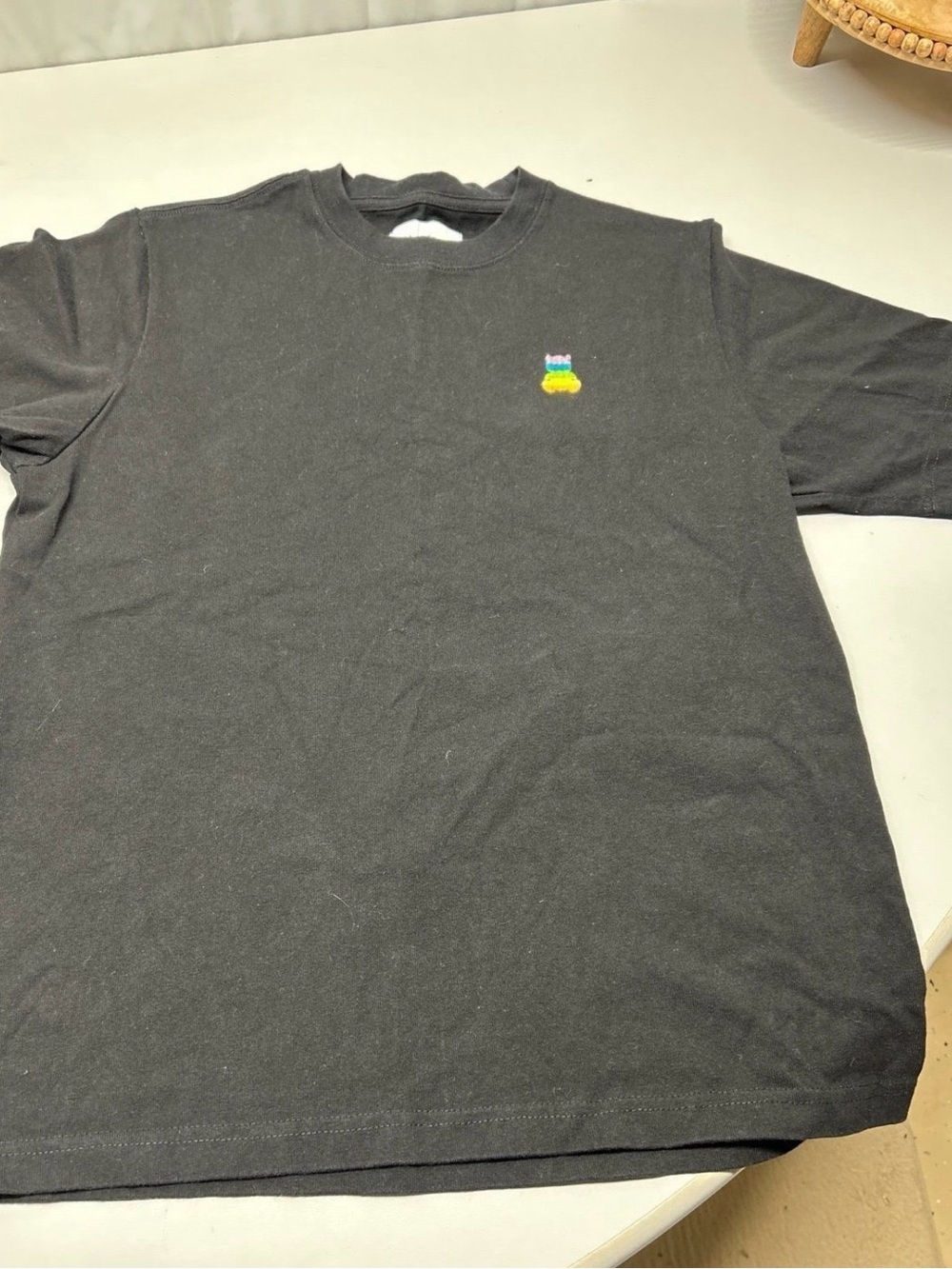 Teddy Fresh Black Long Sleeve Tee with Small Rainbow Chest Patch